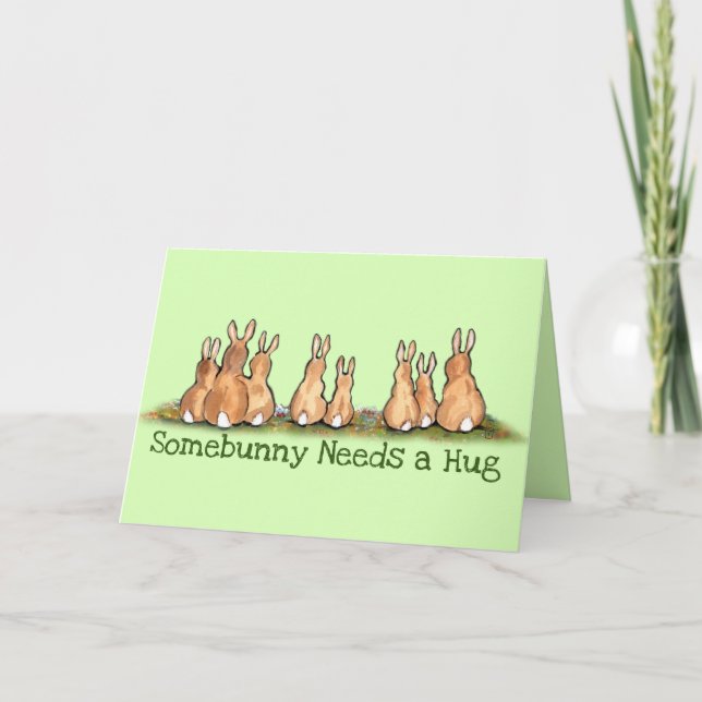 Bunny Rabbit Get Well Encouragement Hug Sympathy Card (Front)