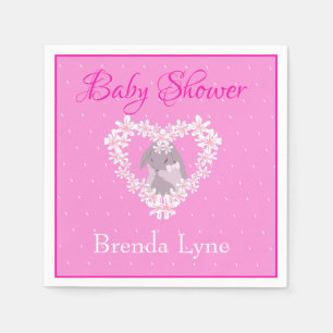 Bunny Rabbit Girl Pink Baby Shower invitation Napkin