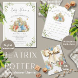 Bunny Rabbit Green Baby Shower Invitation<br><div class="desc">Welcome your little bundle of joy with the sweetest touch of whimsy and floral beauty! Our Bunny Rabbit Watercolor Baby Shower Collection is perfect for a gender-neutral celebration, featuring beloved hand-painted Peter Rabbit illustrations nestled among soft blooms and delicate greenery. The gentle watercolor palette combines muted pastels with lush floral...</div>