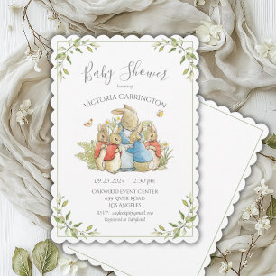 Bunny Rabbit Green Baby Shower Invitation