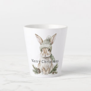 Bunny Rabbit Green Hat Christmas Latte Mug