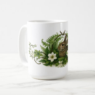 Bunny Rabbit In Floral Foliage Coffee Mug