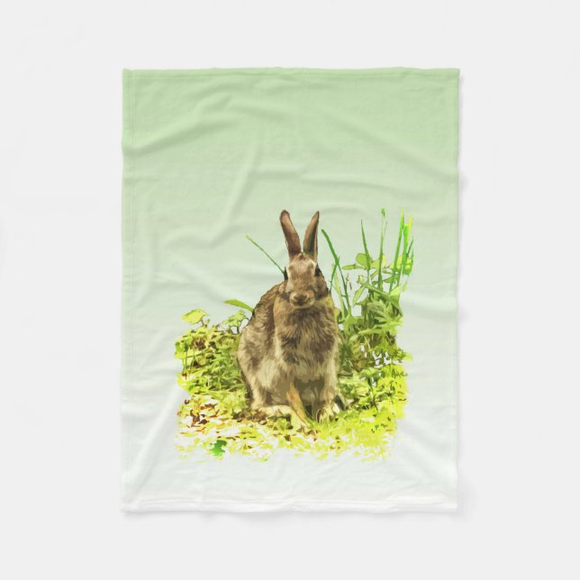 Bunny Rabbit in Grass Fleece Blanket (Front)