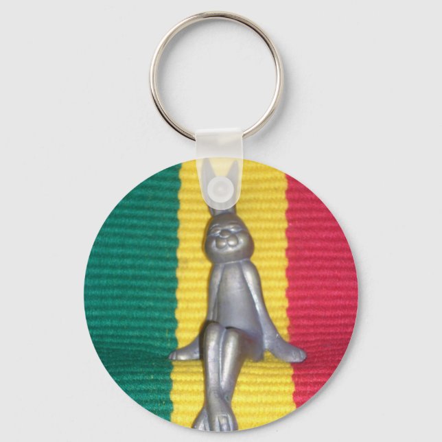 Bunny - Rabbit in Rasta Colors: A Touch of Groovy Key Ring (Front)