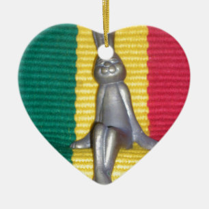 Bunny - Rabbit in Rasta Colours: A Touch of Groovy Ceramic Tree Decoration