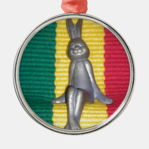 Bunny - Rabbit in Rasta Colours: A Touch of Groovy Metal Tree Decoration
