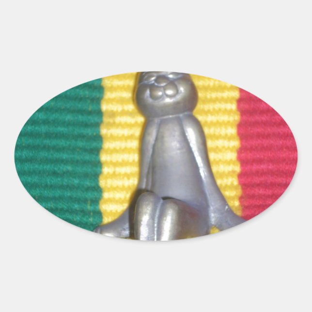 Bunny - Rabbit in Rasta Colours: A Touch of Groovy Oval Sticker (Front)