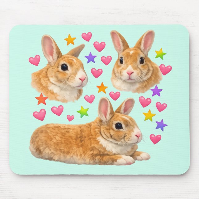 bunny rabbit kawaii cute rainbow pet mom mouse pad (Front)