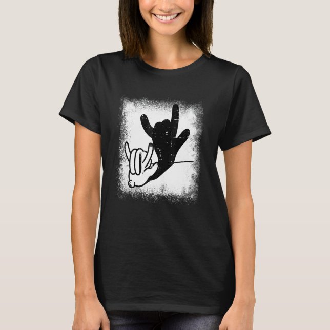 Bunny Rabbit Love You Hand Sign Language Shadow Bl T-Shirt (Front)