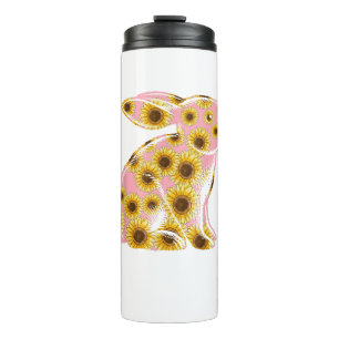 Bunny Rabbit Lover Happy Easter Sunflower Kids Men Thermal Tumbler