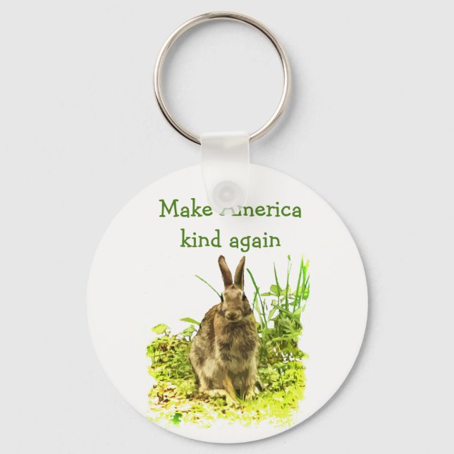 Bunny Rabbit Make America Kind Again Keychain (Front)