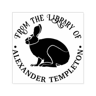 Bunny Rabbit Outline Library Book Name Self-inking Stamp