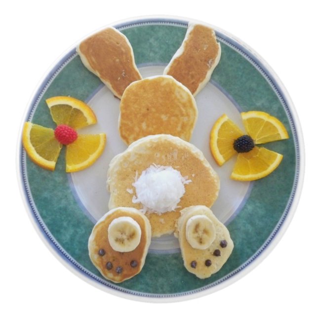 Bunny Rabbit Pancake Breakfast Drawer Pull Knob (Front)
