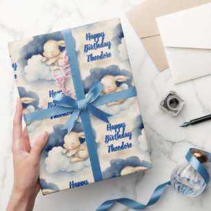 Bunny Rabbit Personalised Boys Birthday Wrapping Paper