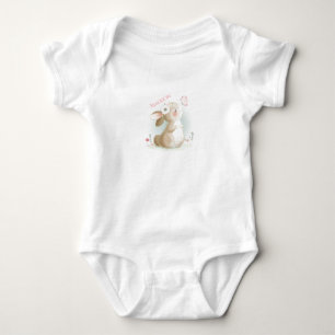 Bunny Rabbit Personalised Girly Pink Cute Baby Bodysuit