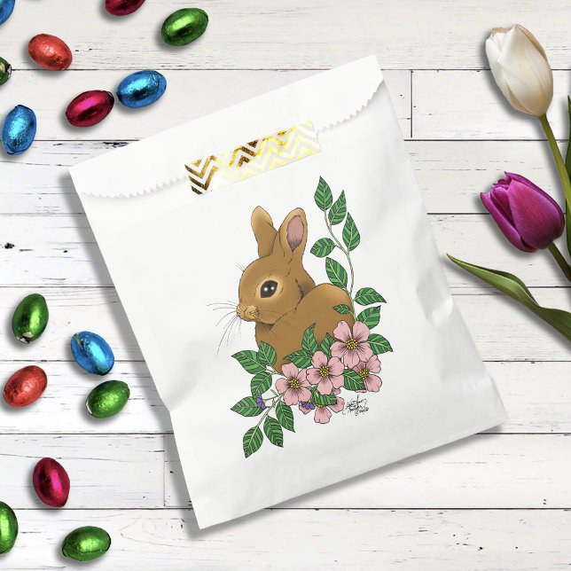 Bunny Rabbit Pink Flowers Favour Bags (Creator Uploaded)