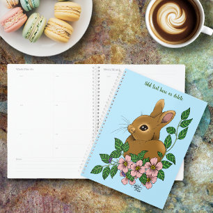 Bunny Rabbit Pink Flowers Planner