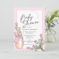 Bunny Rabbit Pink Gingham Baby Shower