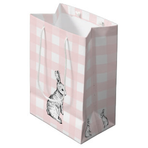 Bunny Rabbit Pink Gingham Gift Bag