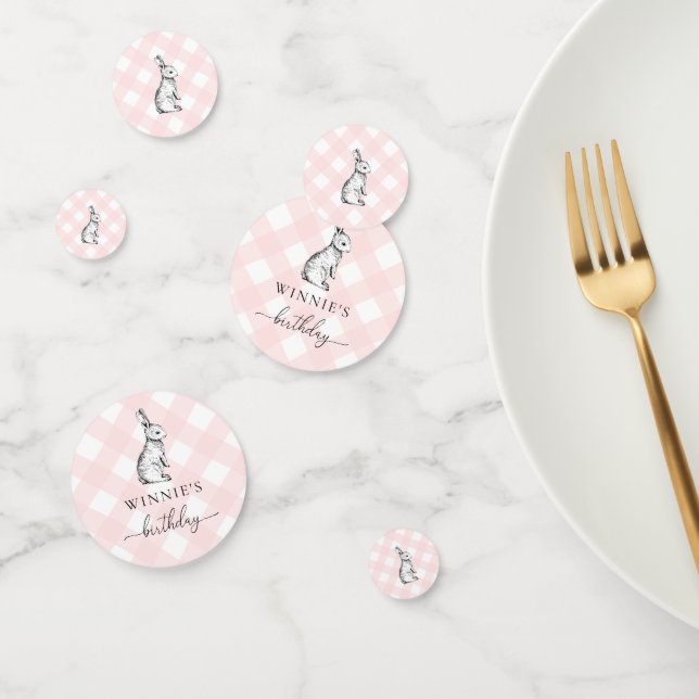 Bunny Rabbit Pink Gingham Table Confetti (Group)