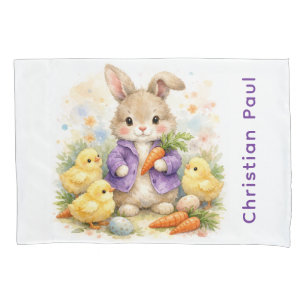 Bunny Rabbit Purple Jacket Baby Shower Gift Pillowcase