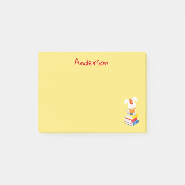 Bunny Rabbit Reading Books Post-it Notes (Front)