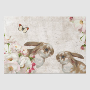 Bunny Rabbit Rose Flower Music Decoupage Easter    Tissue Paper