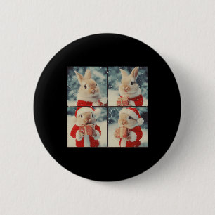 Bunny Rabbit Santa Animal Photography Christmas Ra 6 Cm Round Badge