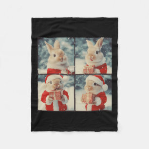 Bunny Rabbit Santa Animal Photography Christmas Ra Fleece Blanket