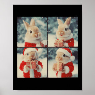 Bunny Rabbit Santa Animal Photography Christmas Ra Poster