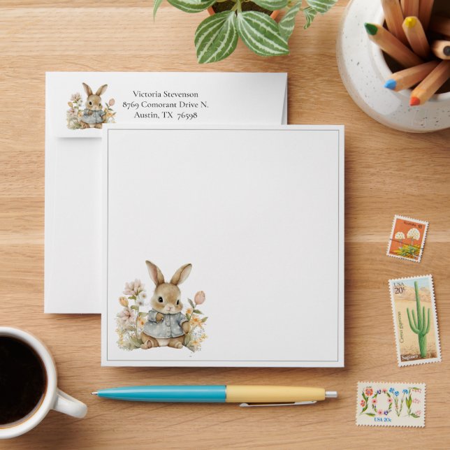 Bunny Rabbit Shower Invitation Envelope (Desk)