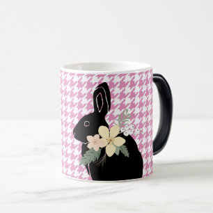 Bunny Rabbit Silhouette Spring Flowers Houndstooth Magic Mug
