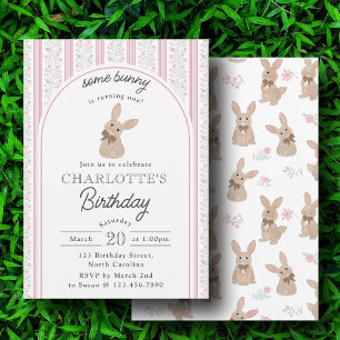 Bunny Rabbit Some Bunny is Turning One Birthday Invitation