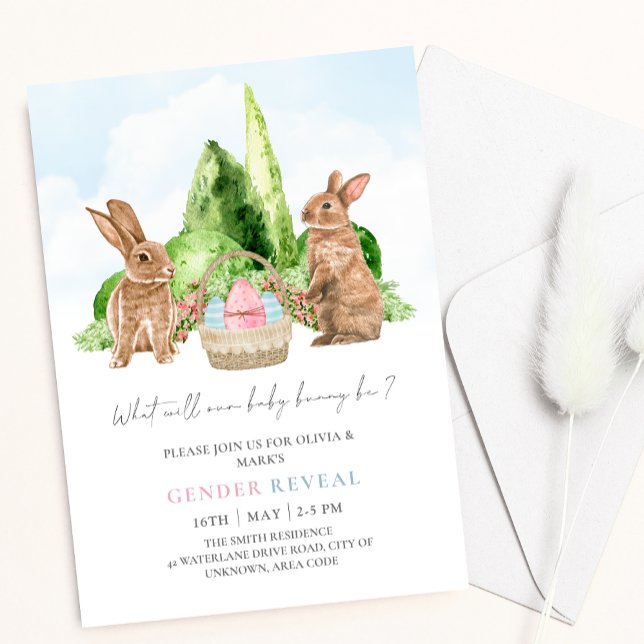 Bunny Rabbit Spring Easter Egg Baby Gender Reveal  Invitation (Creator Uploaded)