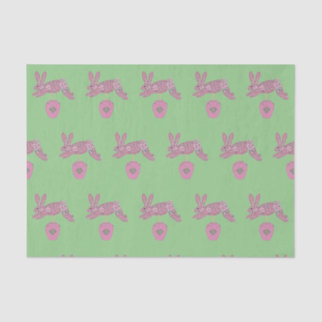 Bunny Rabbit Topiary Ginger jar jars  Tissue Paper (Front)