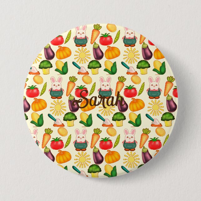 Bunny Rabbit Vegetable Farmer 7.5 Cm Round Badge (Front)