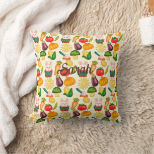 Bunny Rabbit Vegetable Farmer Cushion