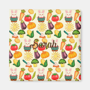 Bunny Rabbit Vegetable Farmer Magnet
