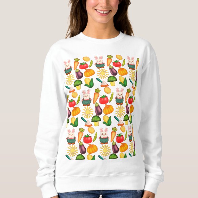 Bunny Rabbit Vegetable Farmer Sweatshirt (Front)