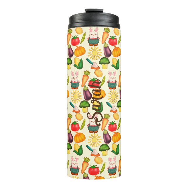 Bunny Rabbit Vegetable Farmer Thermal Tumbler (Front)