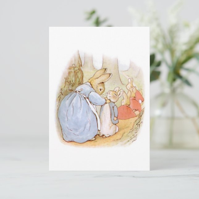 Bunny Rabbit Vintage Blank  Thank You Card (Standing Front)