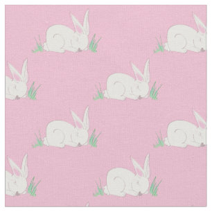 Bunny Rabbit Watercolor Baby Room Decor Fabric