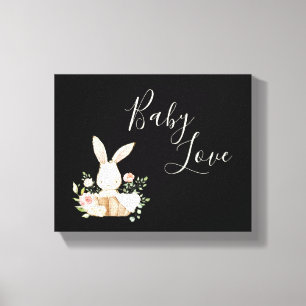 Bunny Rabbit Watercolor Nursery Canvas Print