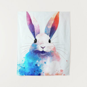 Bunny Rabbit Wild Nature Animal Colors Painting Tapestry