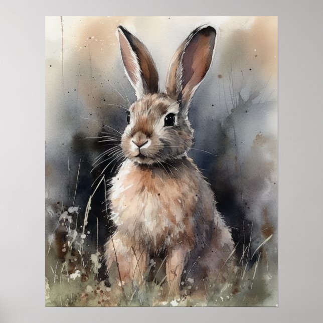 Bunny Rabbit Woodland Animal Art Print Poster (Front)