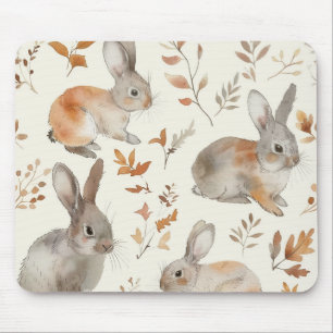 Bunny Rabbits Leaves Mouse Pad