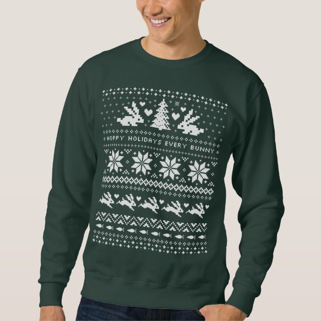 Bunny Rabbits Ugly Christmas Sweater Style Cute (Front)