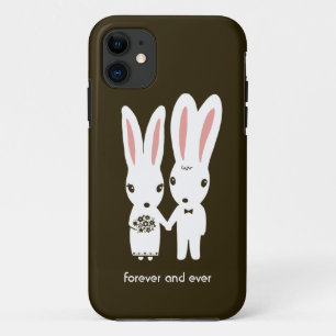 Bunny Rabbits Wedding Couple with Text Case-Mate iPhone Case