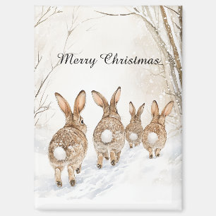 Bunny Rabbits Woods Christmas Magnet