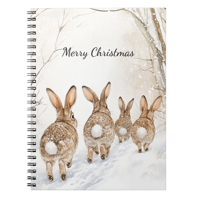 Bunny Rabbits Woods Christmas Notebook (Front)